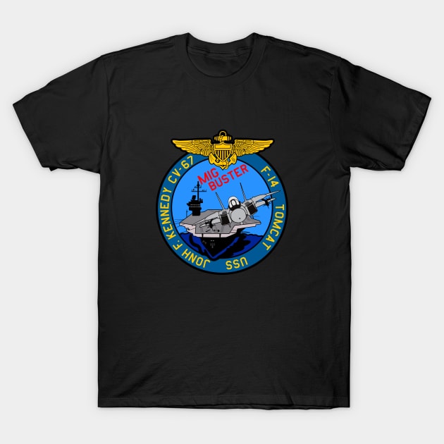 F-14 Tomcat - Mig Buster USS Jonh F Kennedy - Clean Style T-Shirt by TomcatGypsy